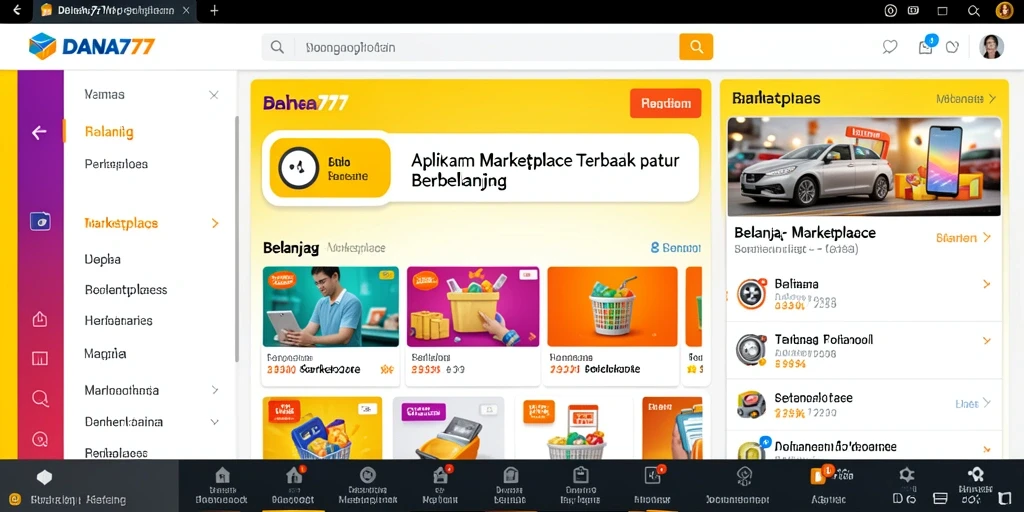 Antarmuka aplikasi DANA777 menampilkan fungsi Marketplace yang menarik dan mudah digunakan.
