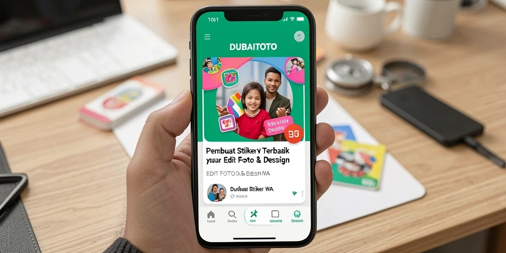 Antarmuka intuitif aplikasi Pembuat Stiker WA DUBAITOTO.