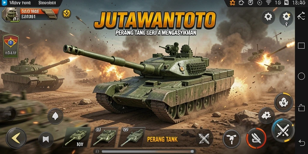 Tampilan antarmuka JUTAWANTOTO saat berperang dengan tank.