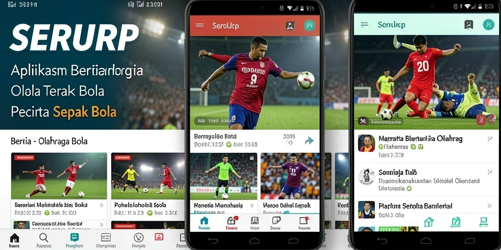 Antarmuka aplikasi SERURP yang menampilkan berita olahraga bola terbaru.