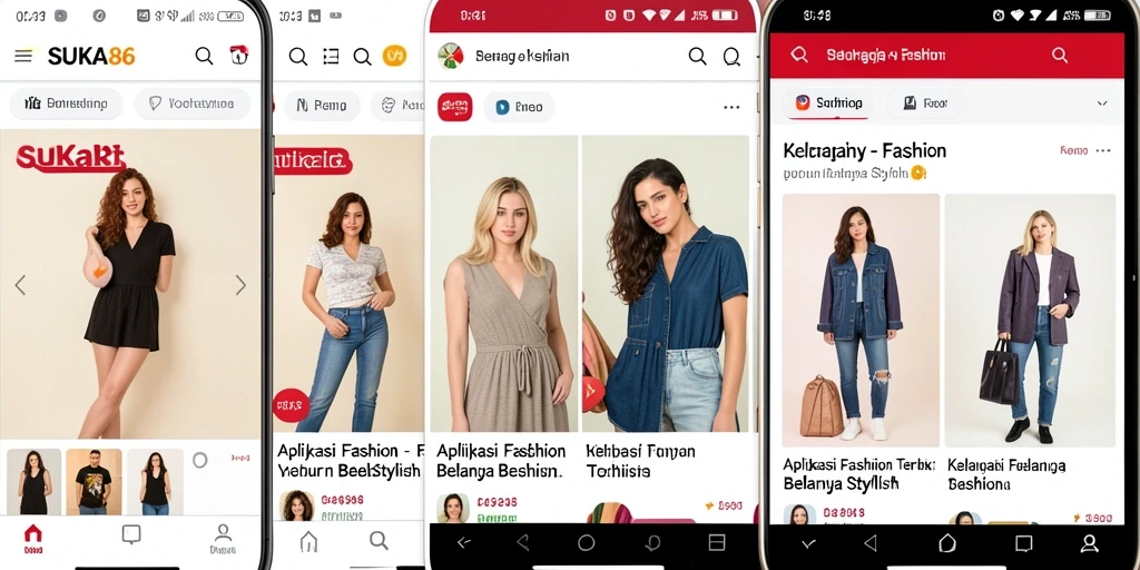 Tampilan antarmuka elegan aplikasi Fashion SUKA86