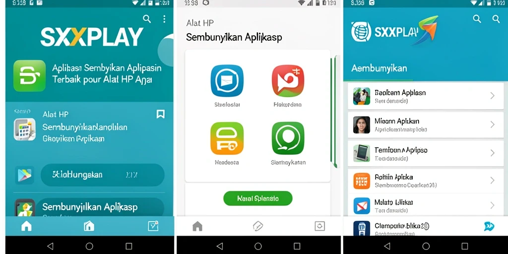 Antarmuka SXXPLAY menampilkan fungsi untuk menyembunyikan aplikasi secara aman.