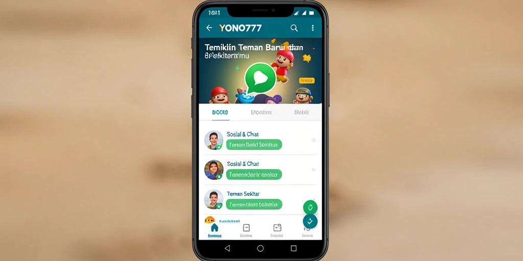 Tampilan antarmuka aplikasi YONO777 untuk menjalin pertemanan.